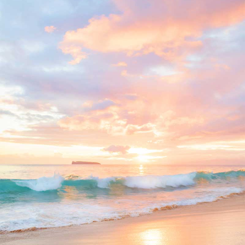 Maui sunset photo featuring wailea seascape and breaking wave photographed by love and water
