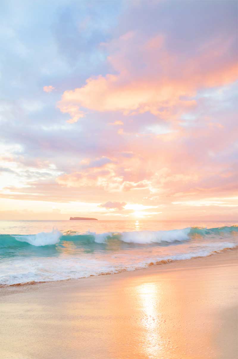 Maui sunset photo featuring wailea seascape and breaking wave photographed by love and water