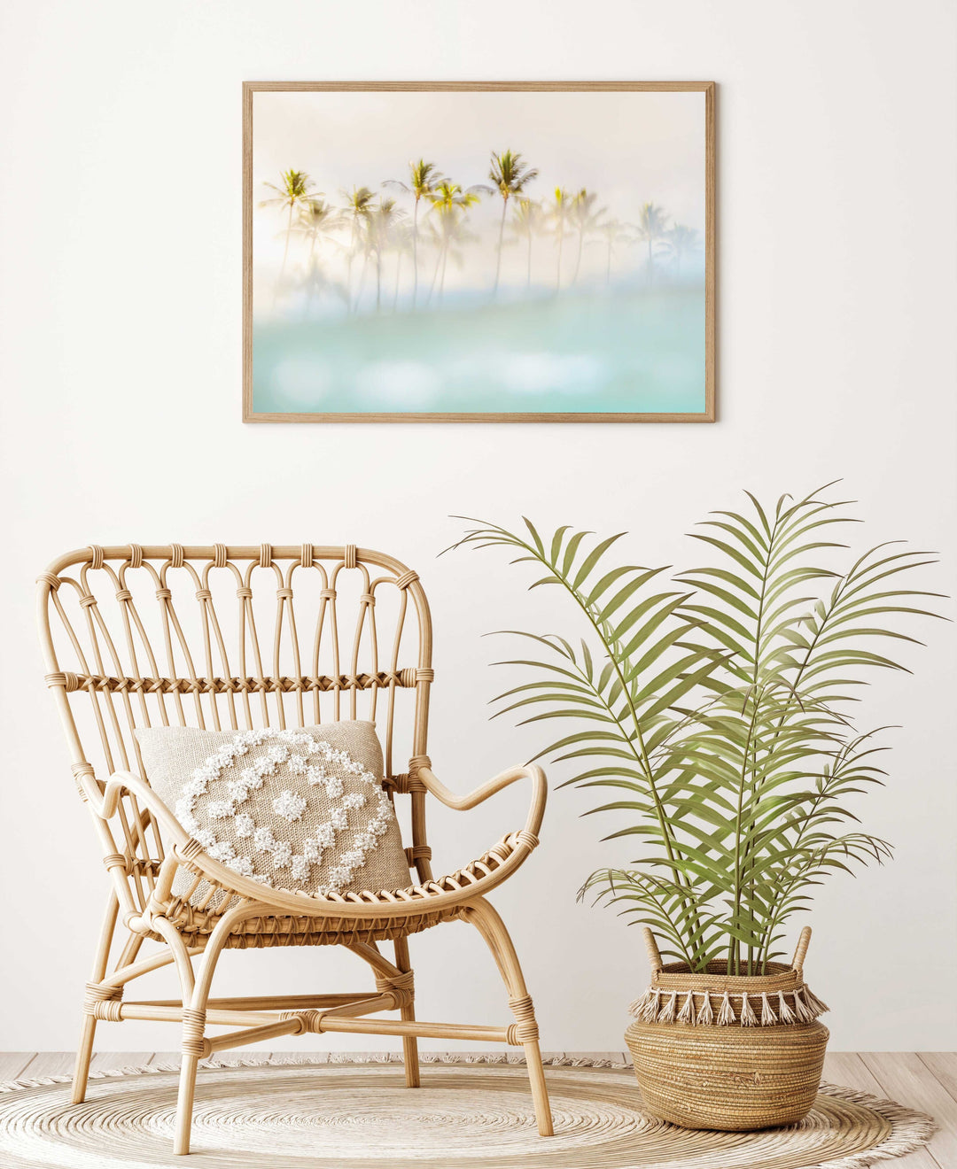 line of palmtrees photographed from blue ocean in wailea by love and water photography